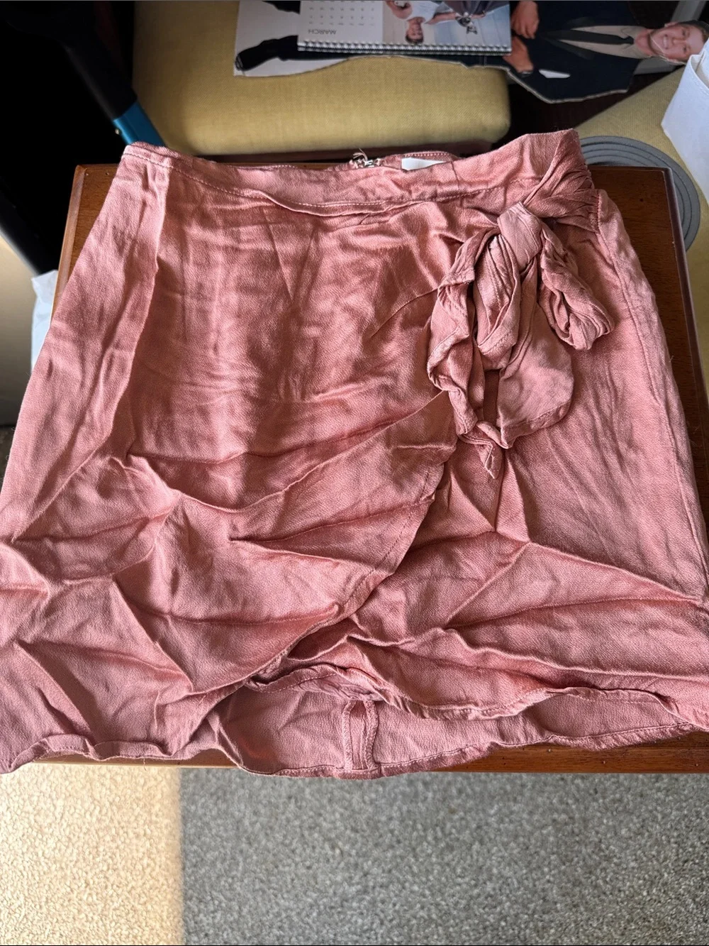 Mustard Seed Dusty Rose Tie-Waist Ruffle Mini Skirt